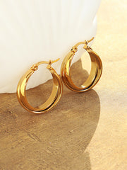 18K Gold-Plated Titanium Steel Huggie Earrings OutfitFlow