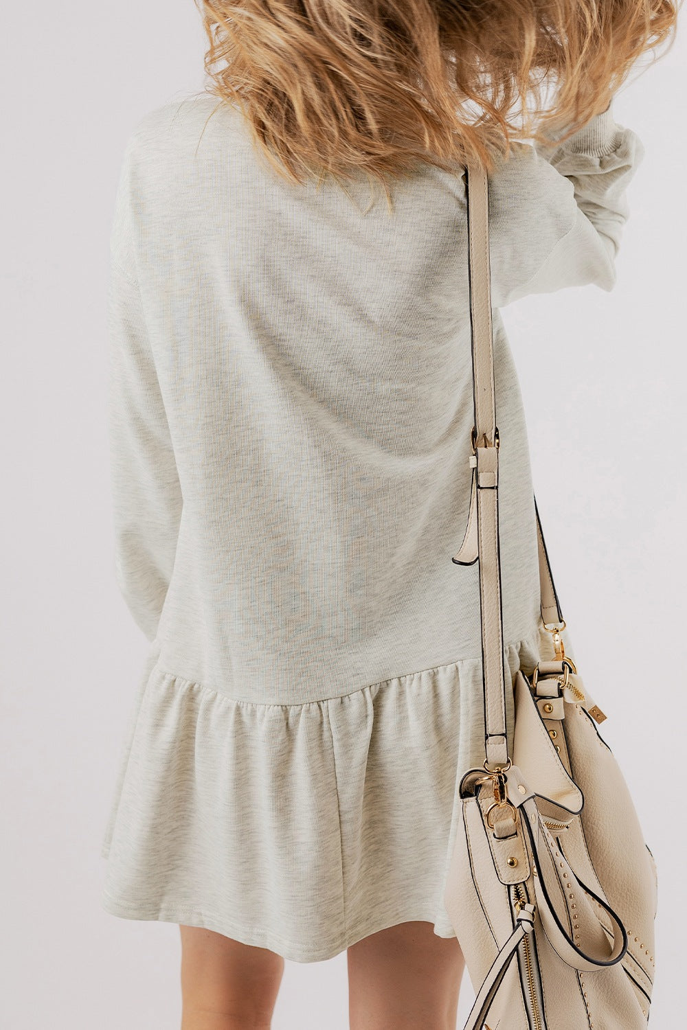 Clover Beer Patched Ruffle Hem Dress OutfitFlow
