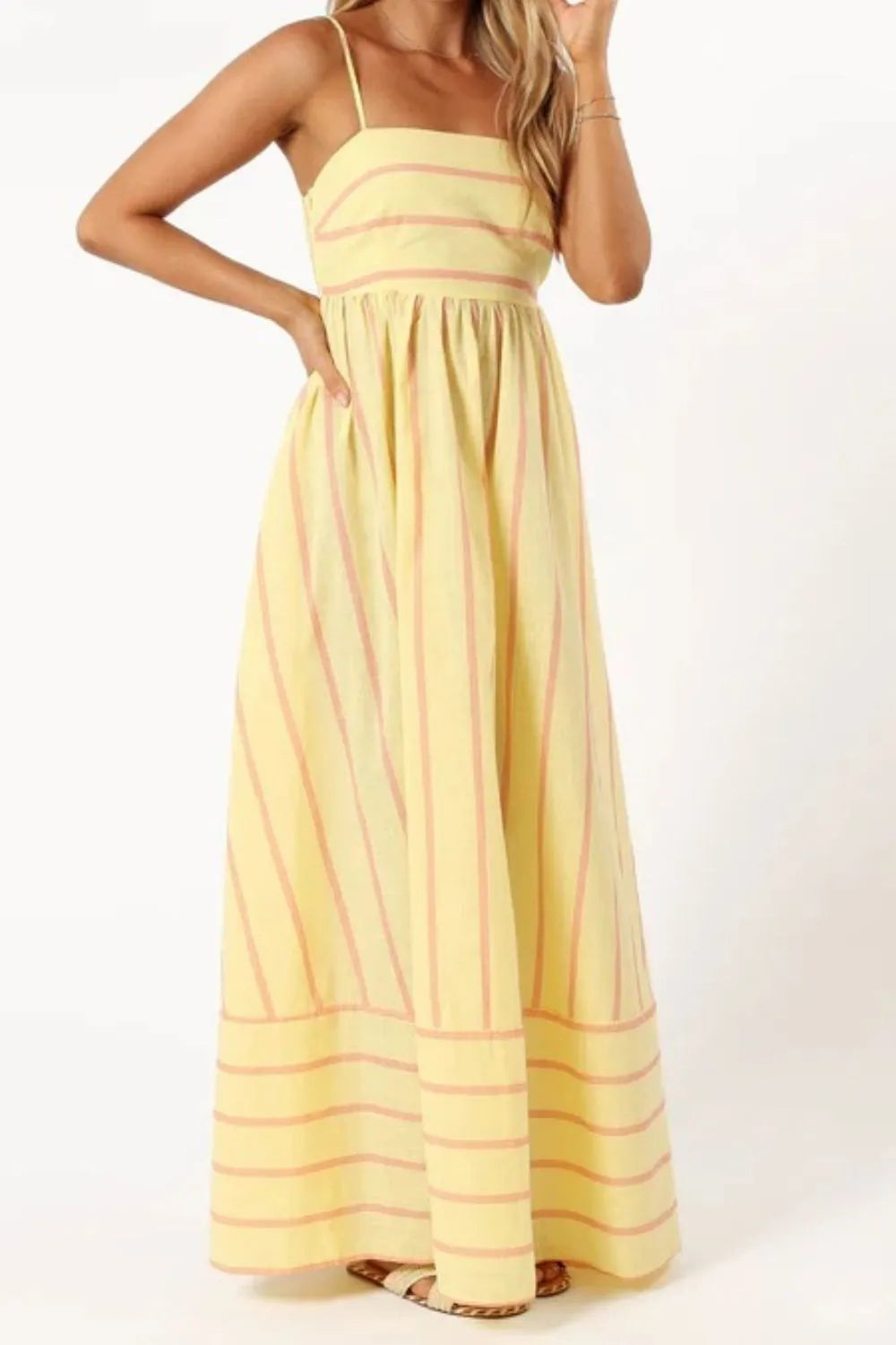 Striped Square Neck Cami Dress OutfitFlow