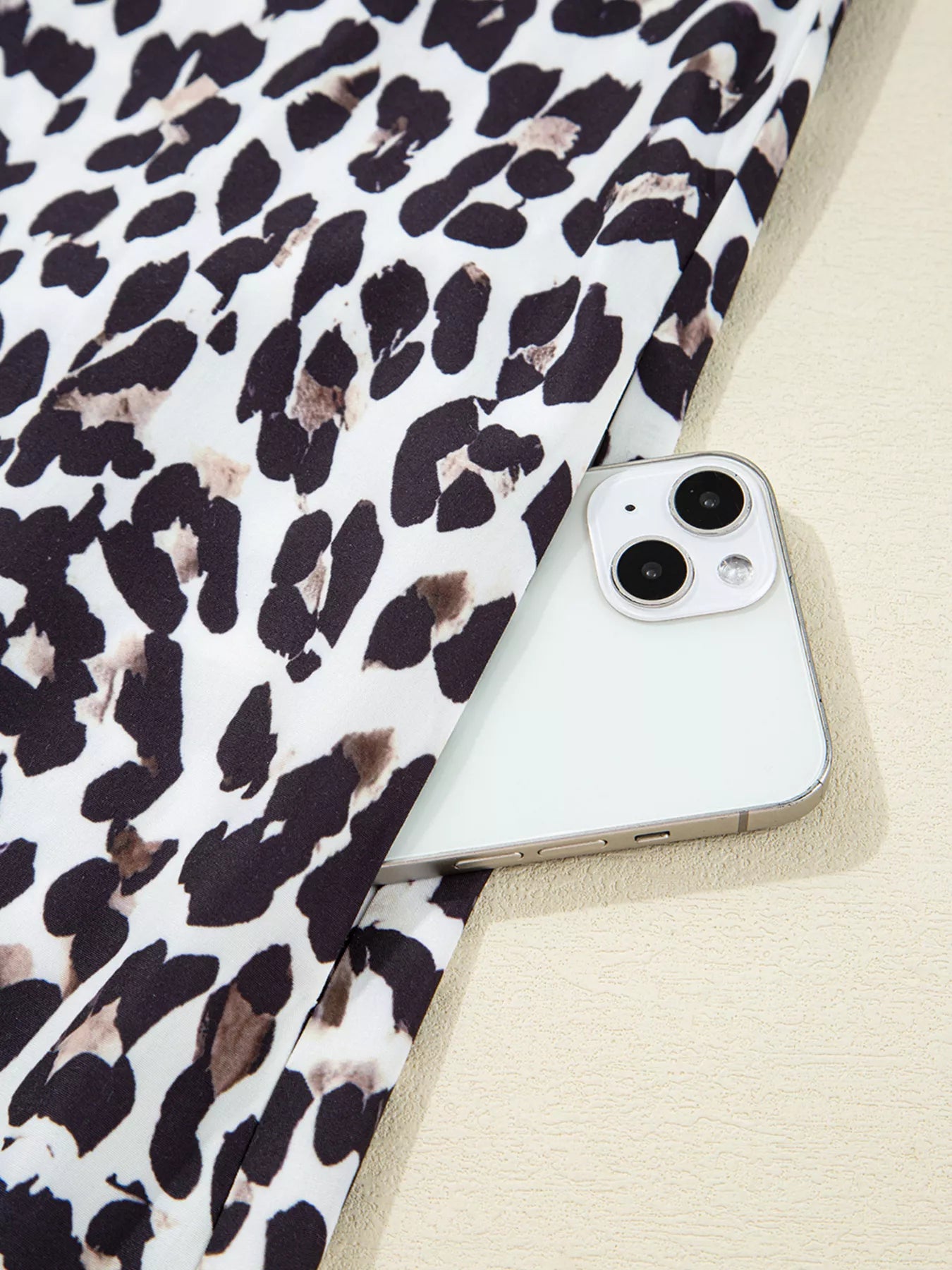 Striped Collar Leopard Print Long Sleeve Flared Dress OutfitFlow