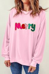 MERRY Round Neck Long Sleeve Sweatshirt