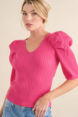 And The Why Puffed Half Sleeve Rib Basic Top OutfitFlow