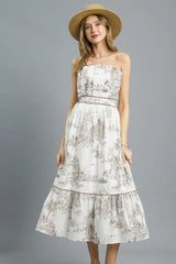 Umgee Printed Tiered Tube Midi Dress OutfitFlow