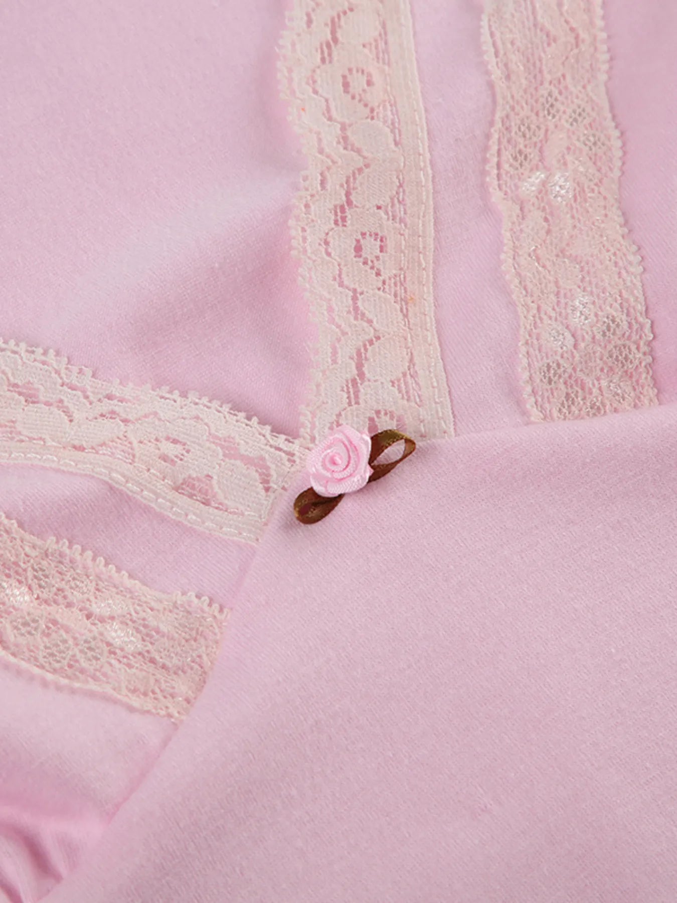 Lace Trim V-Neck Long Sleeve Top OutfitFlow