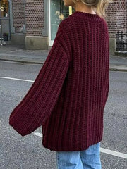Oversized Chunky Knit Round Neck Sweater OutfitFlow