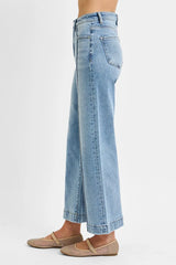 RISEN Full Size High Rise Crop Wide Leg Jeans Plus Size OutfitFlow