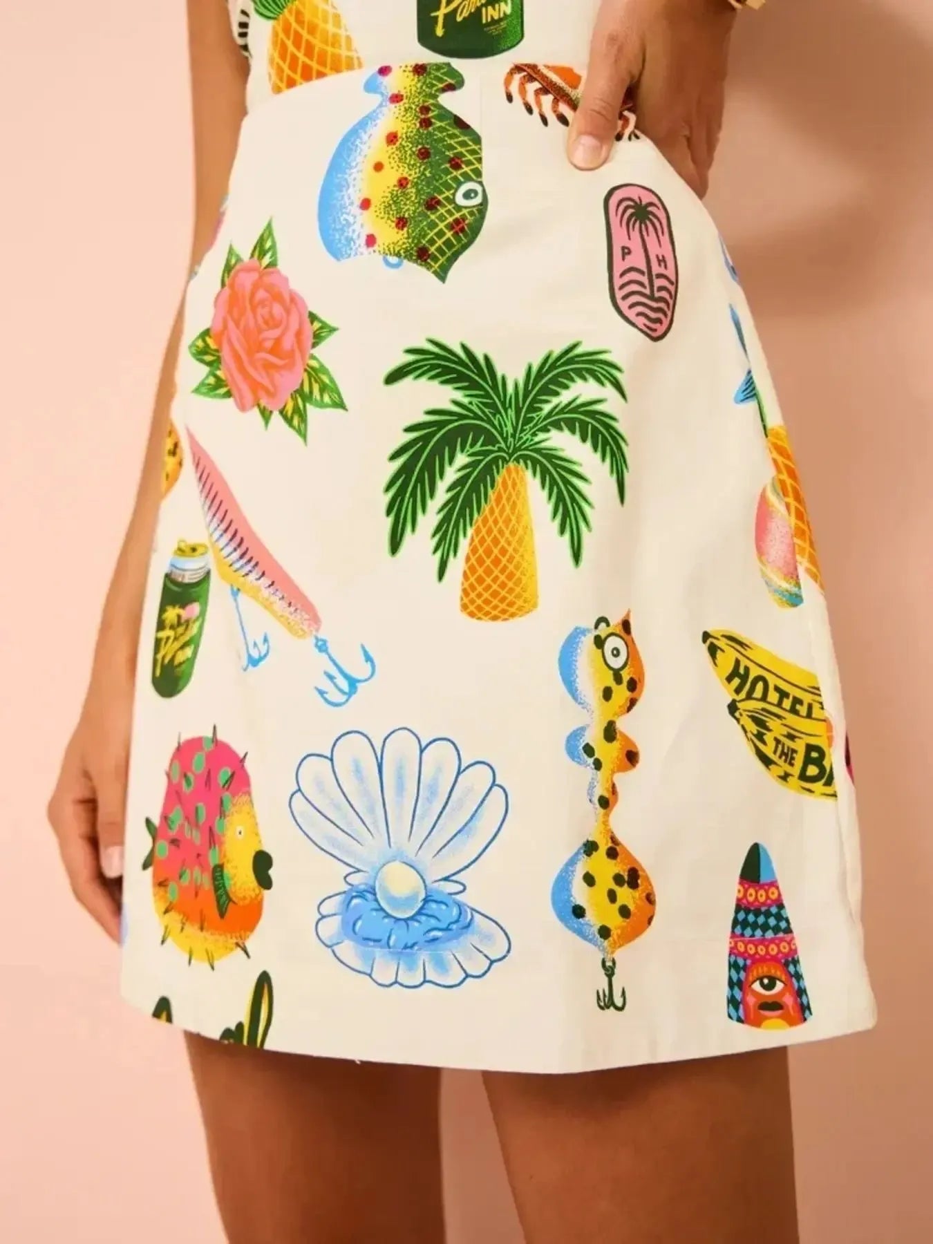 Printed Square Neck Summer Mini Dress OutfitFlow