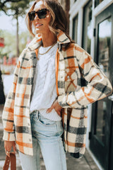 Outfit Flow - Plaid Snap Down Collared Neck Jacket