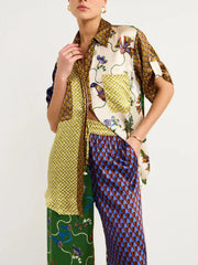 Printed Button Down Shirt and Pants Set OutfitFlow