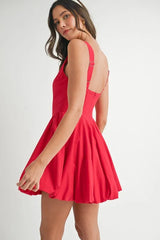 MABLE Poplin Square Neckline Bubble Mini Dress OutfitFlow