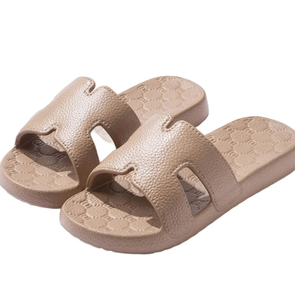Open Toe Platform Slippers Khaki OutfitFlow