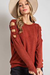 Outfit Flow - Cutout Round Neck Long Sleeve Top