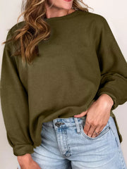 Ribbed Knit Oversized Sweatshirt OutfitFlow