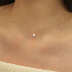 18K Gold-Plated Zircon Solitaire Pendant Necklace Gold One Size OutfitFlow