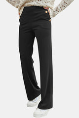 Outfit Flow - Decorative Button High Rise Pants