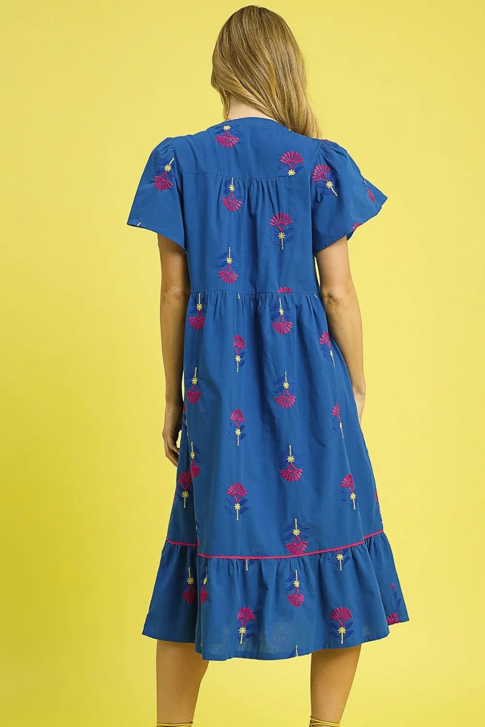 Umgee Embroidered Tiered Midi Dress OutfitFlow