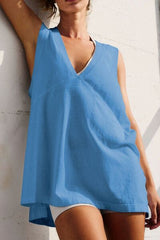 Side Slit V-Neck Tank OutfitFlow