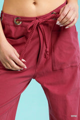 Umgee Drawstring Wide Leg Casual Pants OutfitFlow