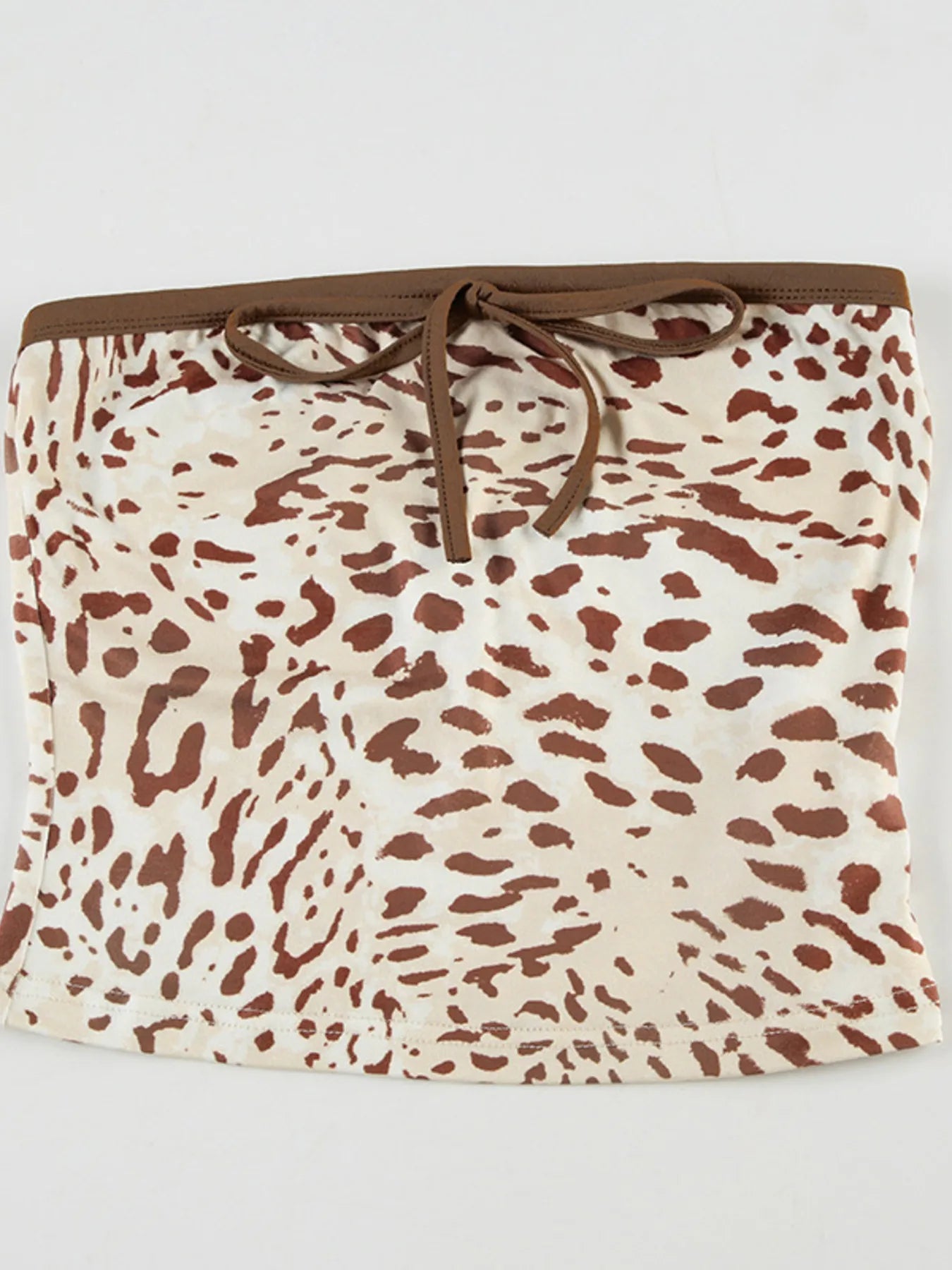 Leopard Print Strapless Top and Skirt Two-Piece Set OutfitFlow