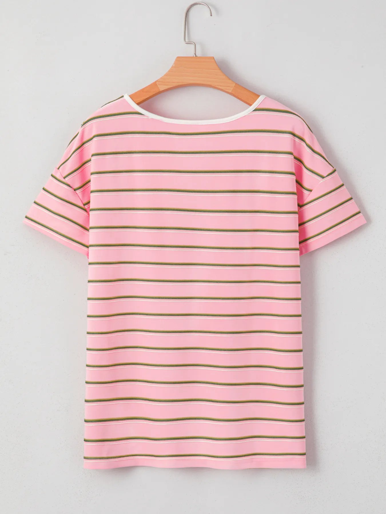 Striped Casual V-Neck T-Shirt OutfitFlow