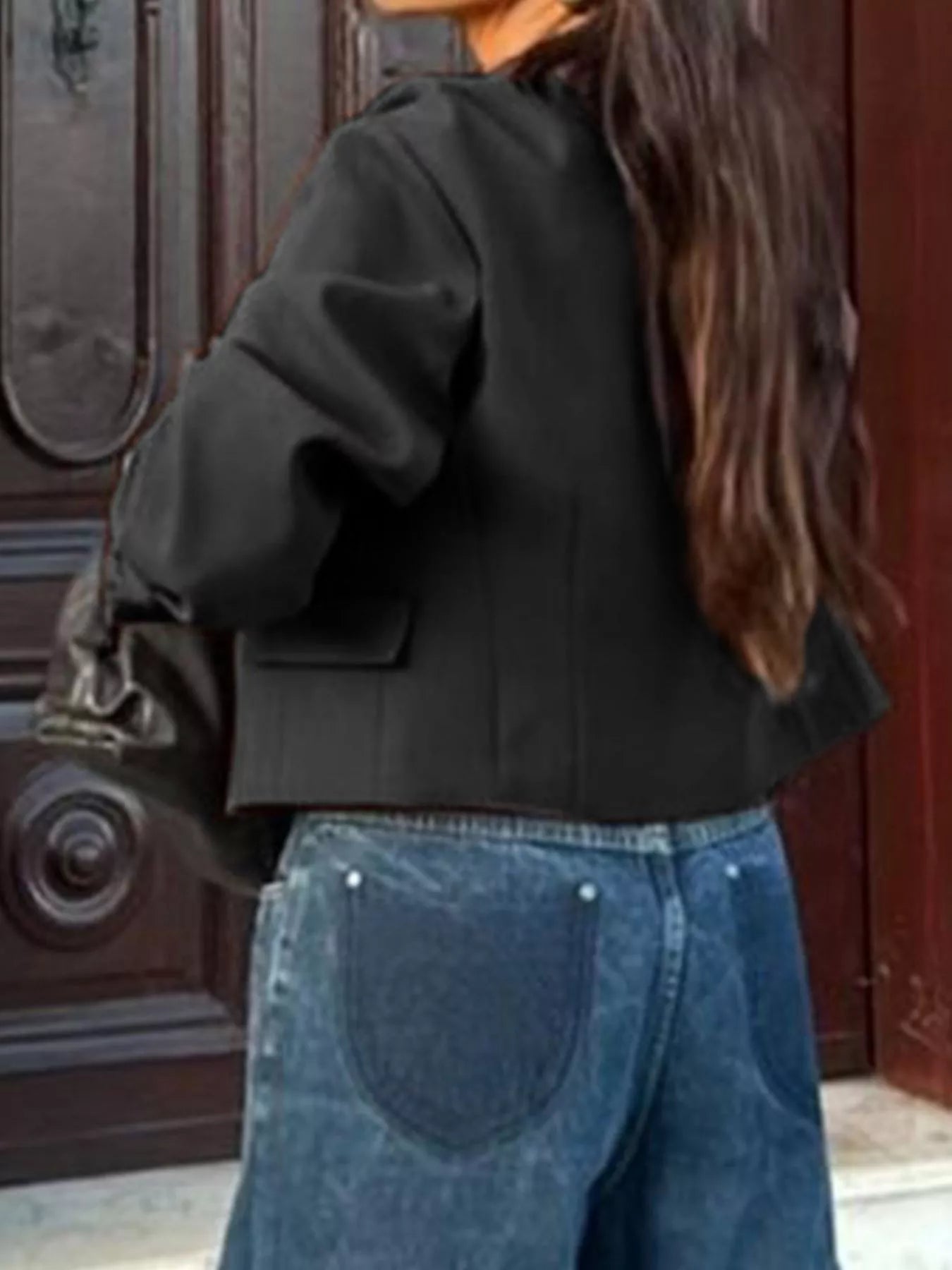 Button Up Long Sleeve Jacket OutfitFlow