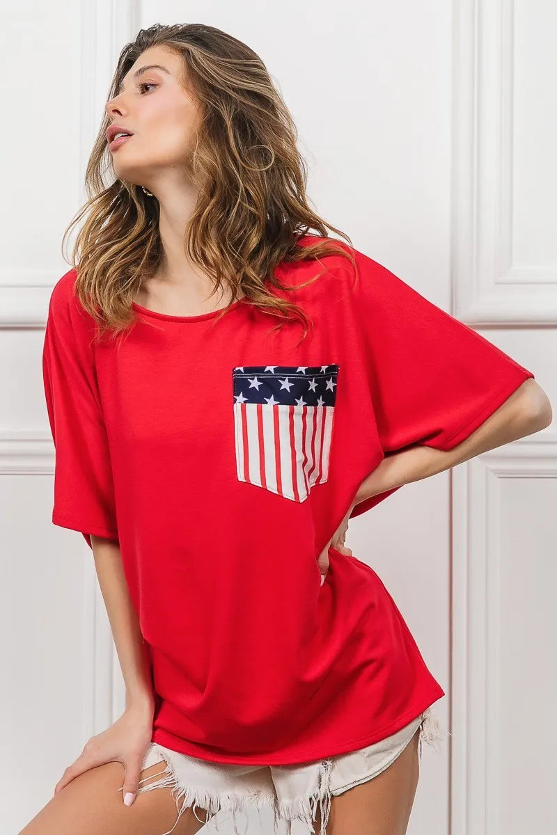 BiBi French Terry With Front Pocket Dolman Sleeves Top OutfitFlow