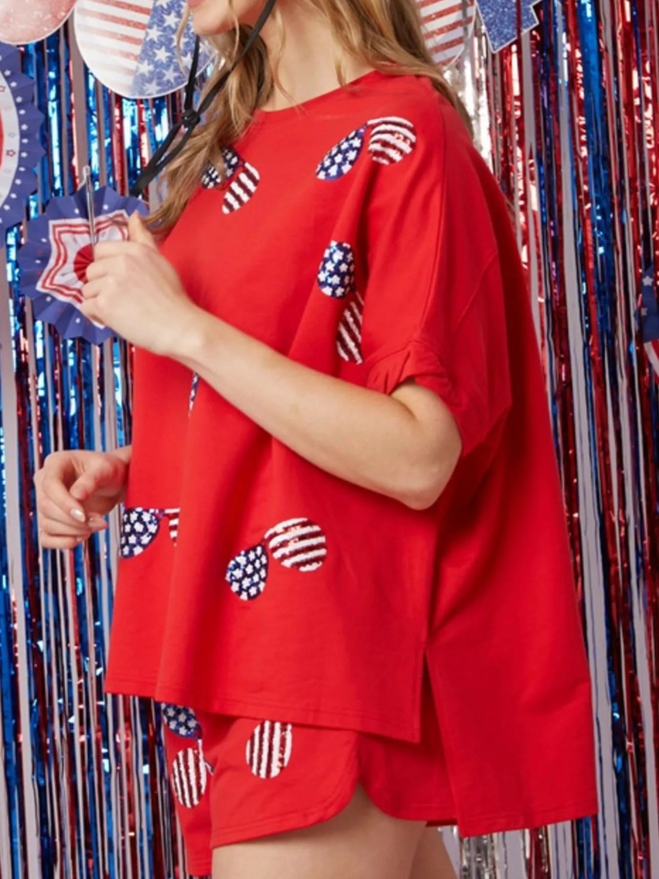 Sequin High-Low Top and Shorts Set OutfitFlow