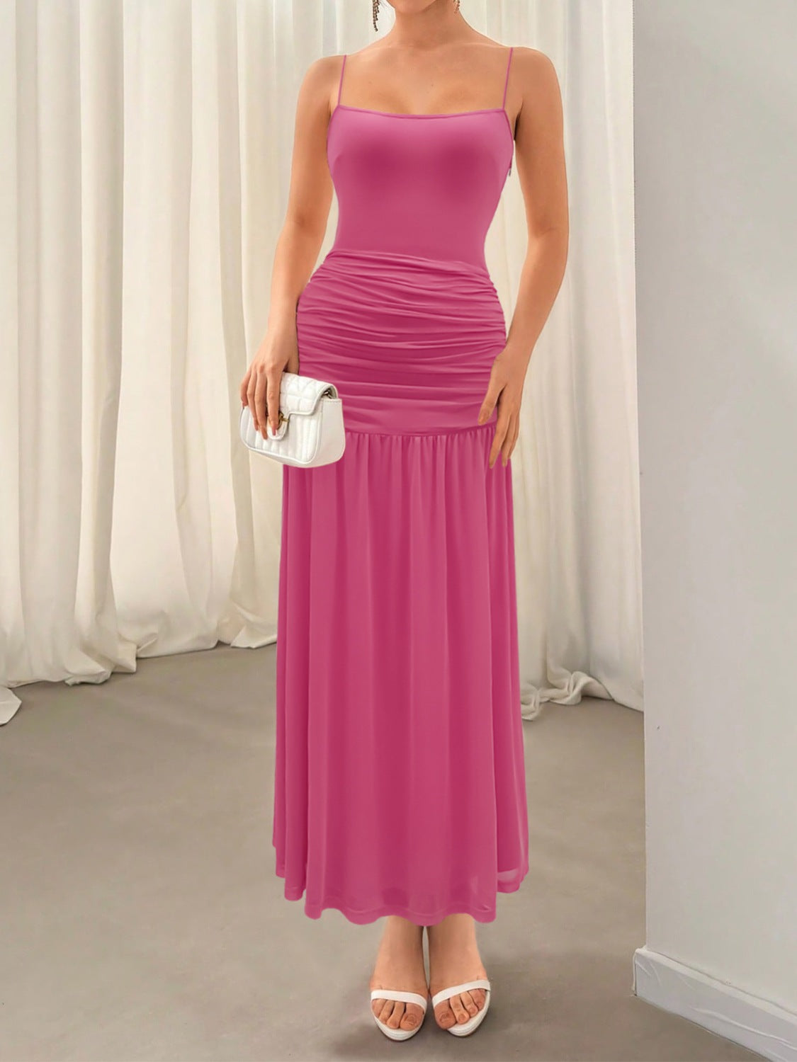 Ruched Maxi Cami Dress OutfitFlow