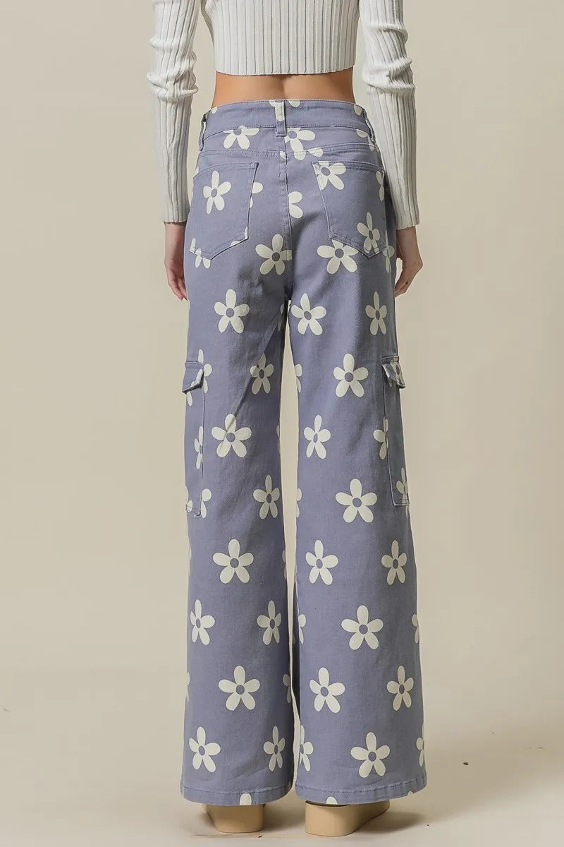 BiBi Flower Printed Side Pocket Wide Pants OutfitFlow