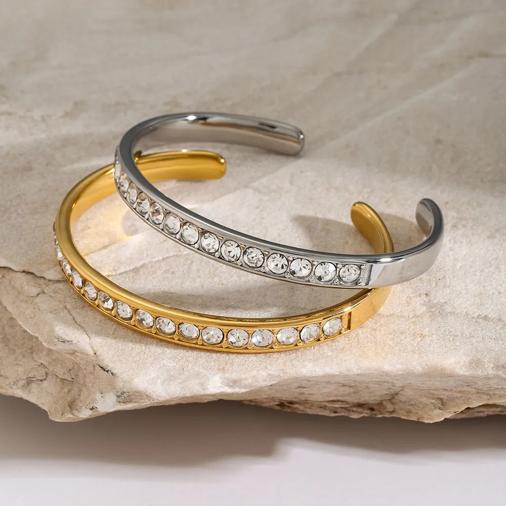 Stainless Steel Inlaid Zircon Bracelet OutfitFlow