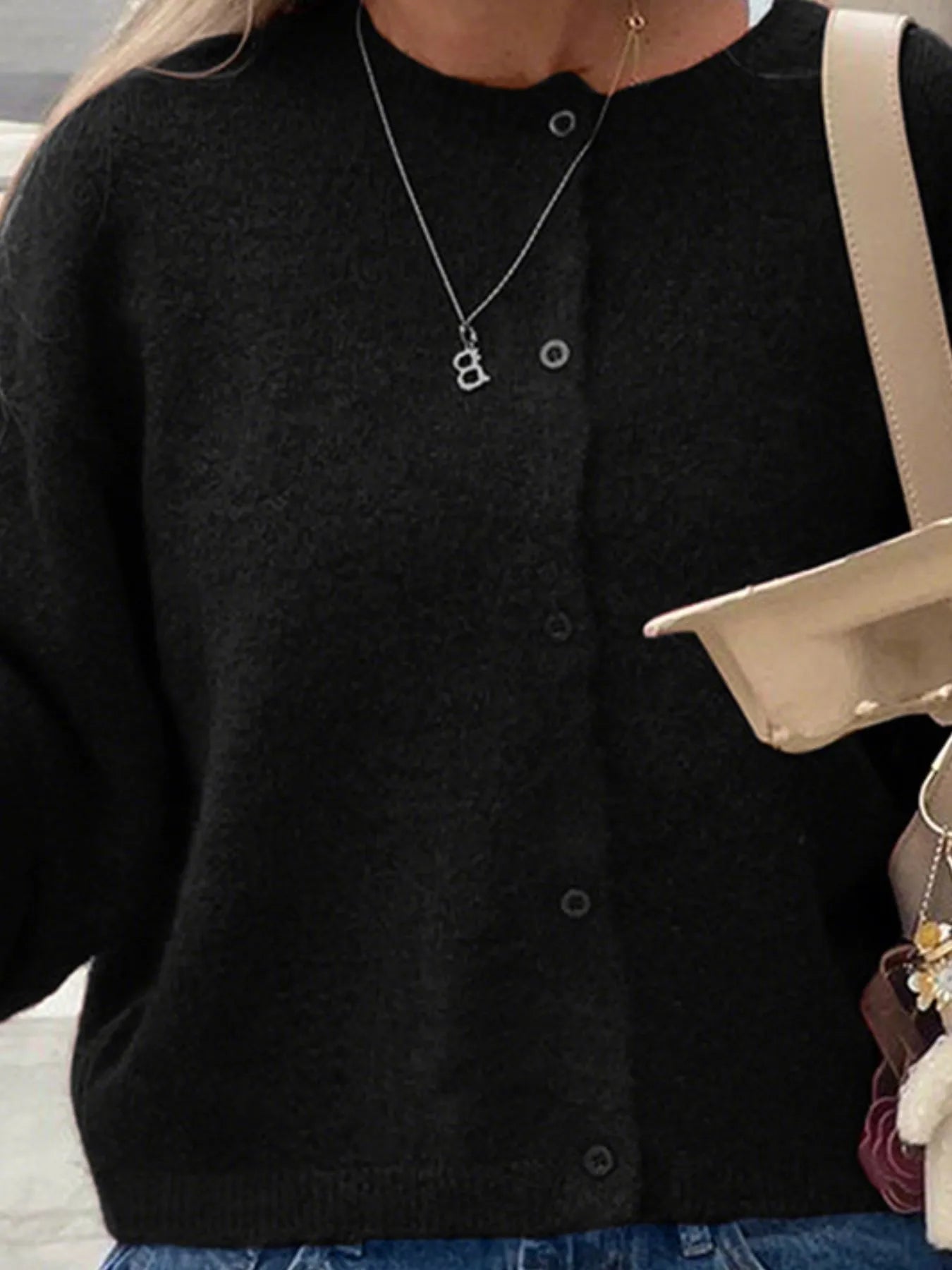 Button-Up Cropped Sweater Cardigan OutfitFlow