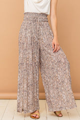 Outfit Flow - And The Why Printed Smocked Waist Slit Wide Leg Pants