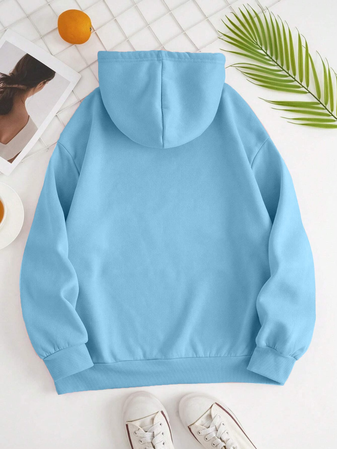 Drawstring Dropped Shoulder Hoodie OutfitFlow