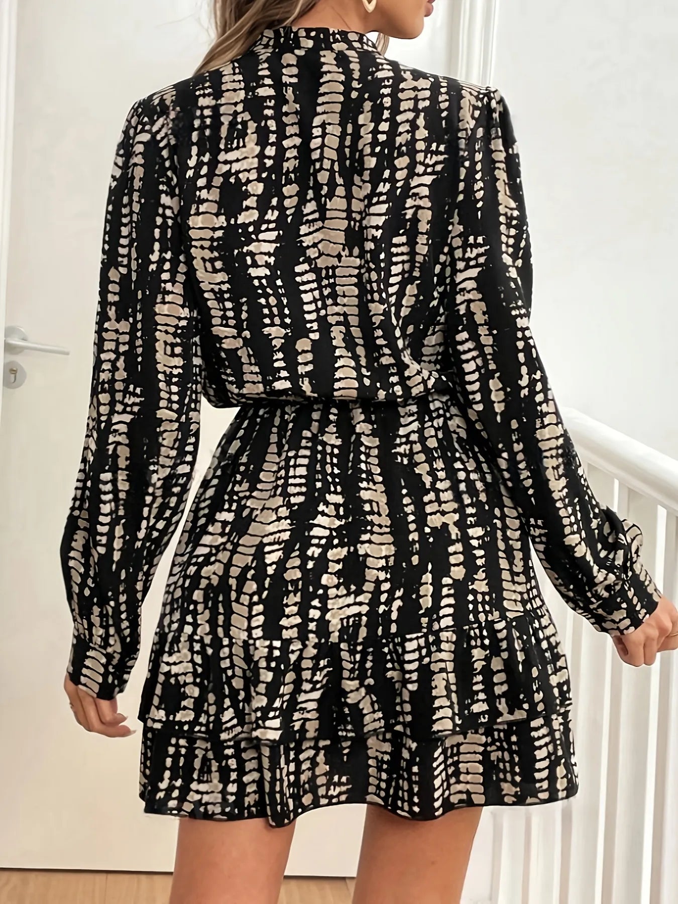 Tie-Dye Print Long Sleeve Mini Dress OutfitFlow
