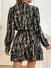 Tie-Dye Print Long Sleeve Mini Dress OutfitFlow
