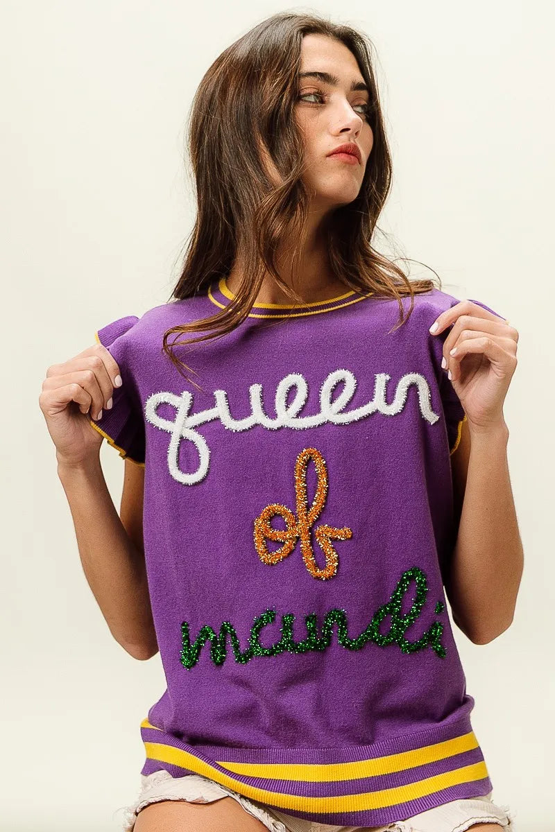 BiBi Queen Of Mardi Ruffled Armhole Sleeveless Knit Top Trendsi
