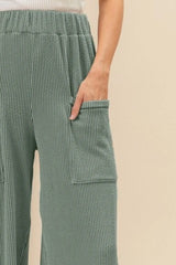 BiBi 2tone Cord Rib Waist Band Side Pocket Pants OutfitFlow