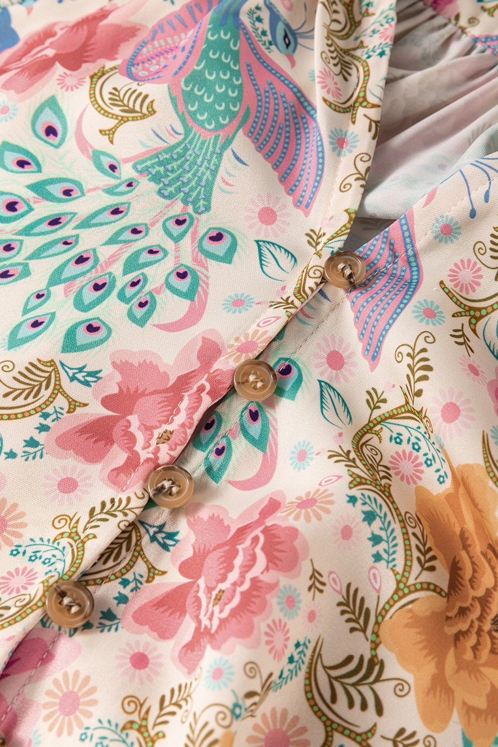 Printed Notched Lantern Sleeve Dress OutfitFlow