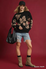 Umgee Floral Long Sleeve Sweater OutfitFlow