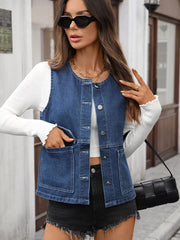 Button Up Denim Vest OutfitFlow