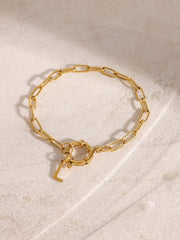18K Gold-Plated Stainless Steel Letter L Bracelet OutfitFlow
