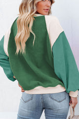 Outfit Flow - Color Block Round Neck Long Sleeve Sweatshirt