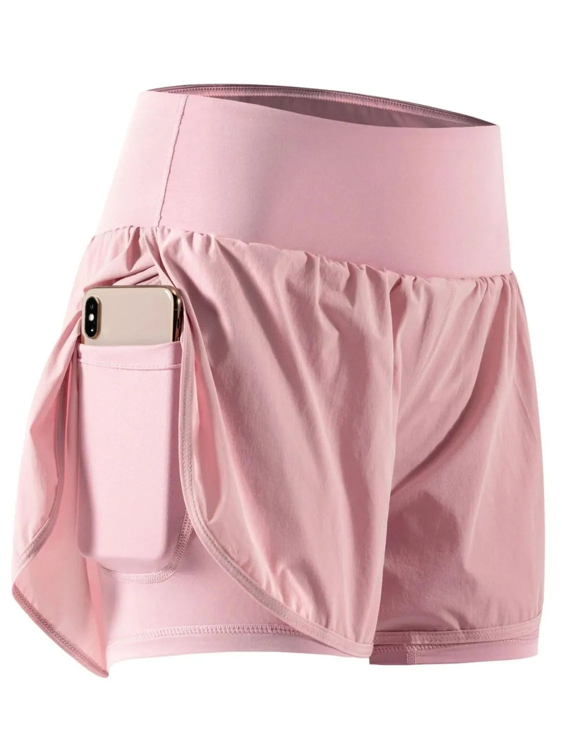 Pocketed High Waist Active Shorts Blush Pink OutfitFlow