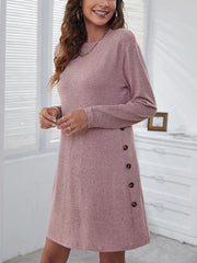 Round Neck Long Sleeve Mini Dress OutfitFlow