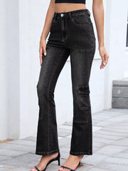 High-Waisted Bootcut Jeans Black OutfitFlow