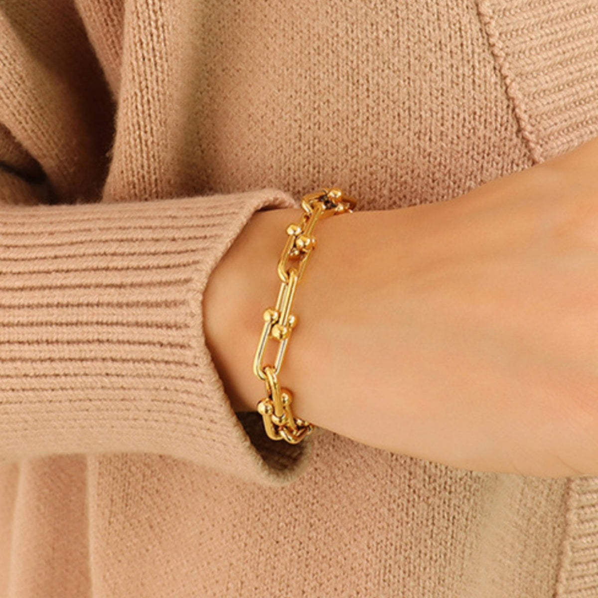 Chunky Chain Titanium Steel Bracelet OutfitFlow