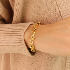 Chunky Chain Titanium Steel Bracelet OutfitFlow