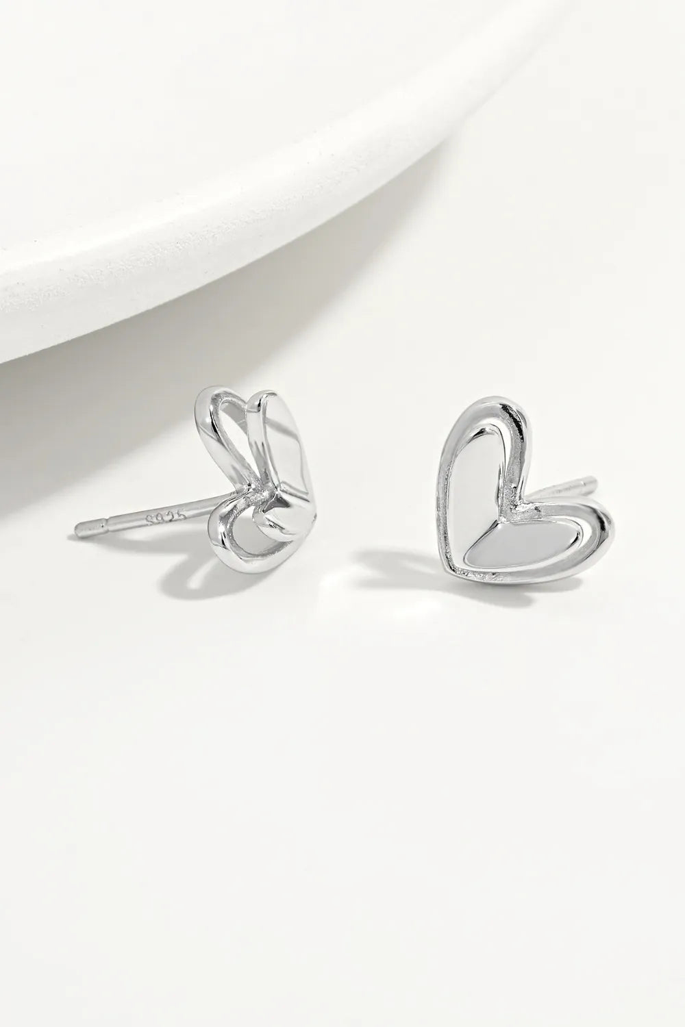 925 Sterling Silver Heart Stud Earrings OutfitFlow