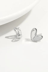 925 Sterling Silver Heart Stud Earrings OutfitFlow