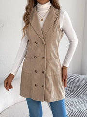 Double-Breasted Long Vest Coat Trendsi